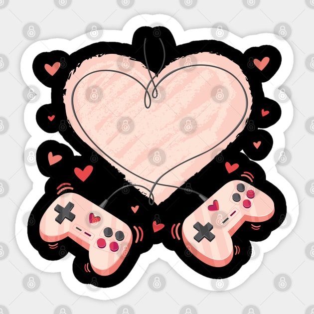 Video Gamer Valentines Day with Controllers Heart Sticker by aneisha